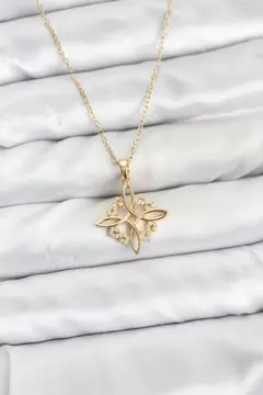 316L Çelik Zincir Gold Renk Sonsuzluk Model Zirkon Taşlı Kadın Kolye 5886