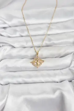 316L Çelik Zincir Gold Renk Sonsuzluk Model Zirkon Taşlı Kadın Kolye 5886