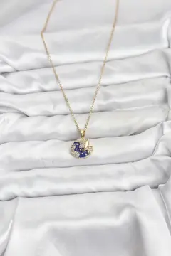316L Çelik Zincir Gold Renk Gece Model Zirkon Taşlı Kadın Kolye 5886