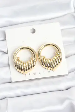 Pirinç Gold Renk Halka Sarmal Model Vintage Kadın Küpe 5886