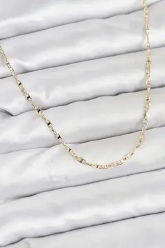 CM 14K Gold Renk Pirinç Gemi Zinciri Model Kadın Kolye 5886
