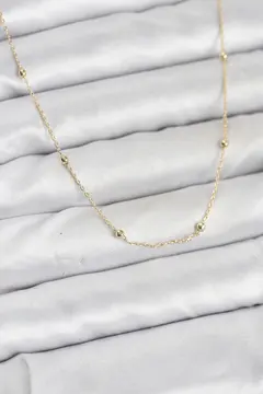 CM 14K Gold Renk Minik Top Zincirli Kadın Kolye 5886