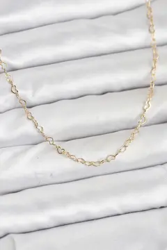 CM 14K Gold Renk Kalp Zincirli Kadın Kolye 5886