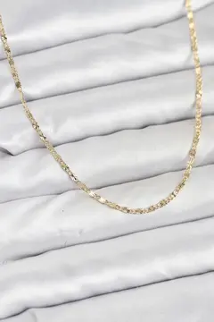 CM 14K Gold Renk Lazer İnce Zincirli Kadın Kolye 5886