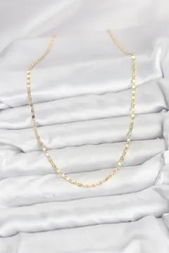 CM 14K Gold Renk Lazer İnce Zincirli Kadın Kolye 5886