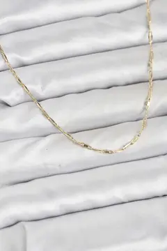 CM 14K Gold Renk Pirinç Ataç Zincir 60 cm Kadın Kolye 5886