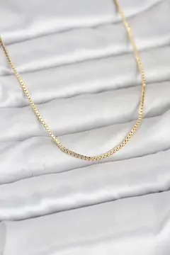 CM 14K Gold Renk Kare Zincirli Model 60 cm Kadın Kolye 5886