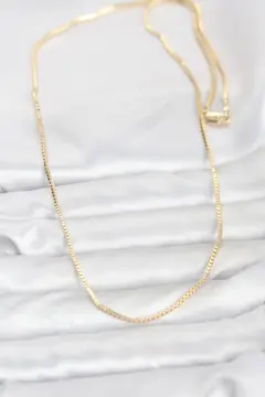 CM 14K Gold Renk Kare Zincirli Model 60 cm Kadın Kolye 5886