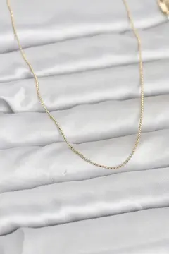 CM 14K Gold Renk İnce Top Zincirli 60 cm Kadın Kolye 5886