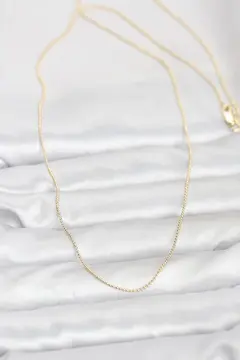 CM 14K Gold Renk İnce Top Zincirli 60 cm Kadın Kolye 5886