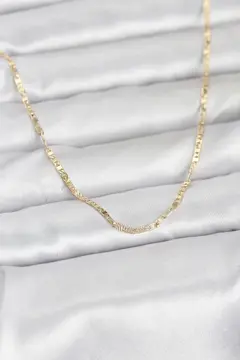 CM 14K Gold Renk Yassı Zincir Model 60 cm Kadın Kolye 5886