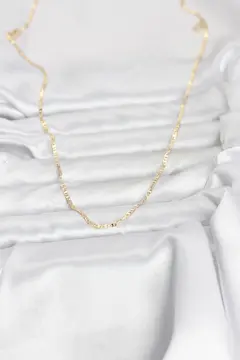 CM 14K Gold Renk Yassı Zincir Model 60 cm Kadın Kolye 5886