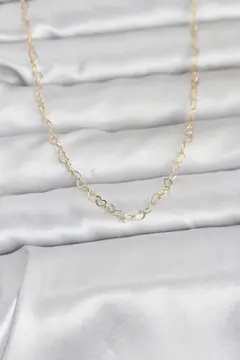 CM 14K Gold Renk Kalp Zincirli 60 cm Kadın Kolye 5886
