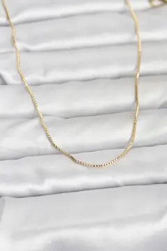 CM 14K Gold Renk İnce Kare Zincirli Model 60 cm Kadın Kolye 5886