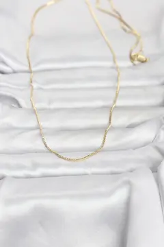 CM 14K Gold Renk İnce Kare Zincirli Model 60 cm Kadın Kolye 5886