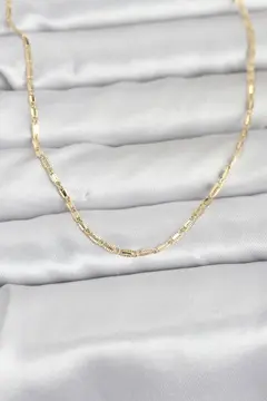 CM 14K Gold Renk Lazerli Zincir Model 60 cm Kadın Kolye 5886
