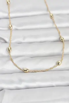 CM 14K Gold Renk Topçuklu Burgu Zincir Model 60 cm Kadın Kolye 5886