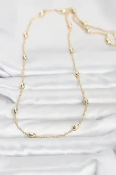 CM 14K Gold Renk Topçuklu Burgu Zincir Model 60 cm Kadın Kolye 5886