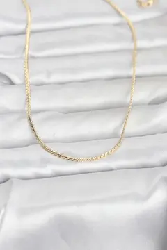 CM 14K Gold Renk Yassı Zincir Model 60 cm Kadın Kolye 5886
