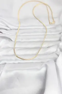 CM 14K Gold Renk Yassı Zincir Model 60 cm Kadın Kolye 5886