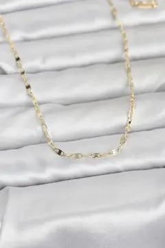 CM 14K Gold Renk Yassı Gemici Zincir Model 60 cm Kadın Kolye 5886