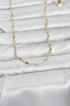 CM 14K Gold Renk Lazerli Gemici Zincir Model 60 cm Kadın Kolye 5886