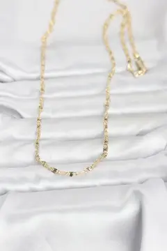 CM 14K Gold Renk Lazerli Gemici Zincir Model 60 cm Kadın Kolye 5886