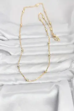 CM 14K Gold Renk Burgu ve Top Zincirli Model 60 cm Kadın Kolye 5886