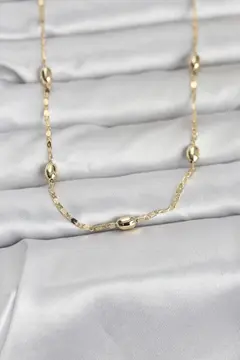 CM 14K Gold Renk Damla Topçuklu Zincir Model 60 cm Kadın Kolye 5886