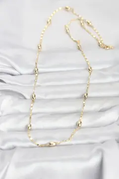CM 14K Gold Renk Damla Topçuklu Zincir Model 60 cm Kadın Kolye 5886
