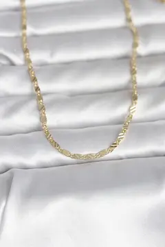 CM 14K Gold Renk Çizgi Lazer Model 60 cm Kadın Kolye 5886