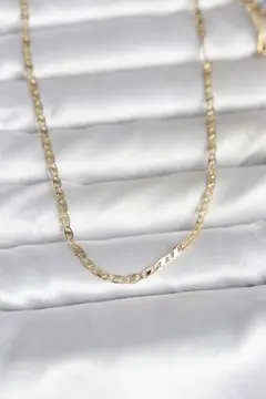 CM 14K Gold Renk Yassı Zincir Model 60 cm Kadın Kolye 5886