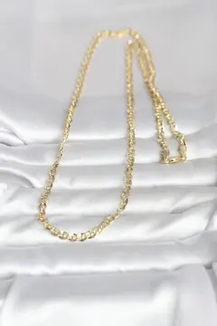CM 14K Gold Renk Yassı Oval Zincirli Model 60 cm Kadın Kolye 5886