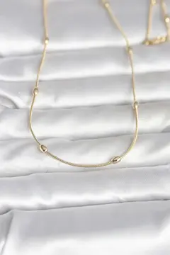 CM 14K Gold Renk Yılan Zincirli Damla Topçuk Model 60 cm Kadın Kolye 5886