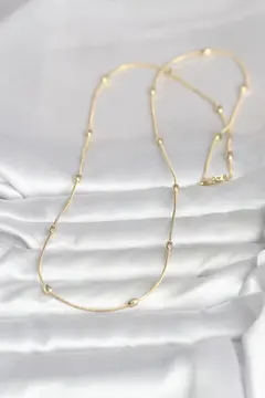 CM 14K Gold Renk Yılan Zincirli Damla Topçuk Model 60 cm Kadın Kolye 5886