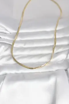CM 14K Gold Renk Yassı Zincir Model 45 cm Kadın Kolye 5886