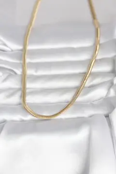CM 14K Gold Renk Yassı Yılan Zincir Model 45 cm Kadın Kolye 5886