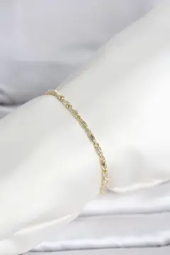 CM 14K Gold Renk Burgu Zincirli Model Kadın Bileklik 5886