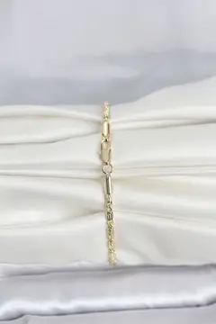 CM 14K Gold Renk Burgu Zincirli Model Kadın Bileklik 5886