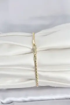 CM 14K Gold Renk Burgulu Zincir Model Kadın Bileklik 5886