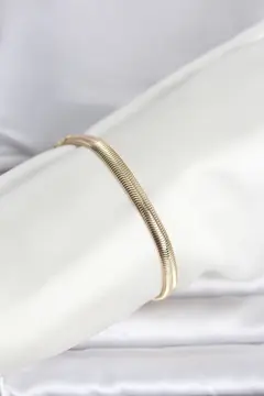 CM 14K Gold Renk Yassı Zincir Yılan Model Kadın Bileklik 5886