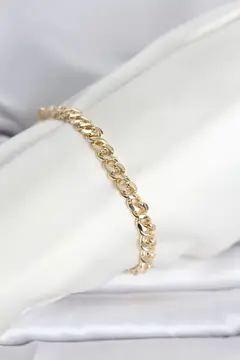 CM 14K Gold Renk Yassı Zincir Model Kadın Bileklik 5886