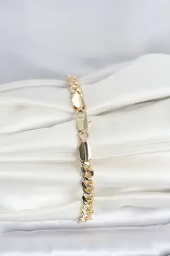 CM 14K Gold Renk Yassı Zincir Model Kadın Bileklik 5886