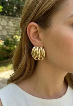 Pirinç Gold Renk Vintage Kadın Küpe 5886