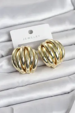 Pirinç Gold Renk Vintage Kadın Küpe 5886