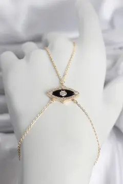 Pirinç Göz Model Gold Renk Zirkon Taşlı Kadın Şahmeran 5886