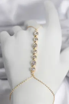 Pirinç Gold Renk Sıralı Zirkon Taşlı Kadın Şahmeran 5886