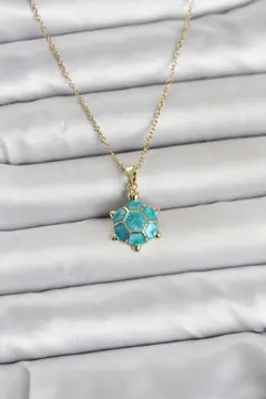 316L Çelik Zincir Gold Renk Kaplumbağa Model Kadın Kolye 5886