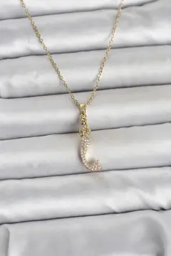 316L Çelik Zincir Gold Renk Zirkon Taşlı Deniz Kızı Model Kadın Kolye 5886