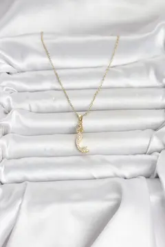 316L Çelik Zincir Gold Renk Zirkon Taşlı Deniz Kızı Model Kadın Kolye 5886